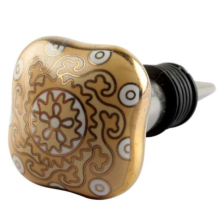 Mustard Square Ceramic Wine Stopper